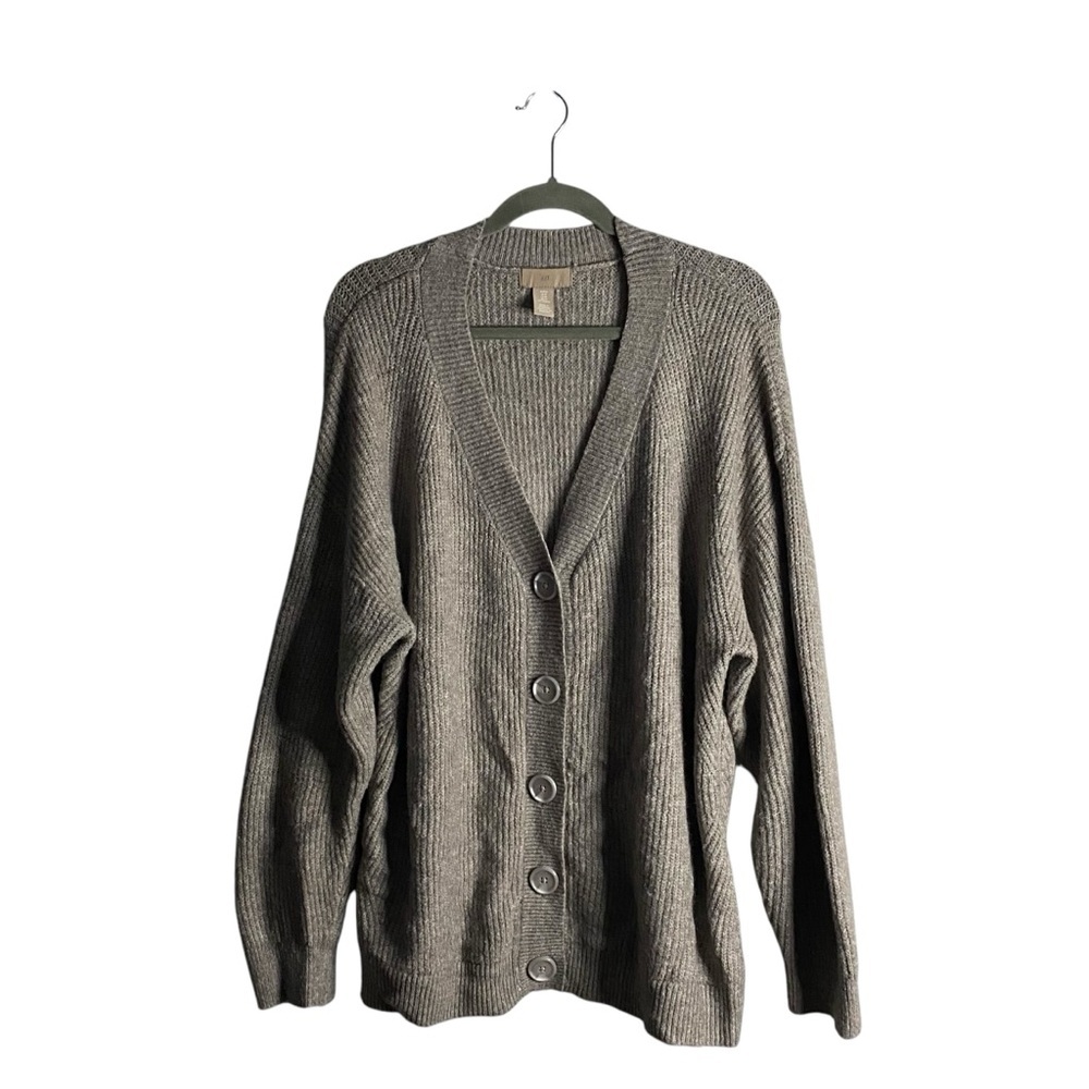 H&M Women's Taupe Button-Down Knit Cardigan